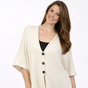 New M. Rena Solid Buttoned Poncho. One Size